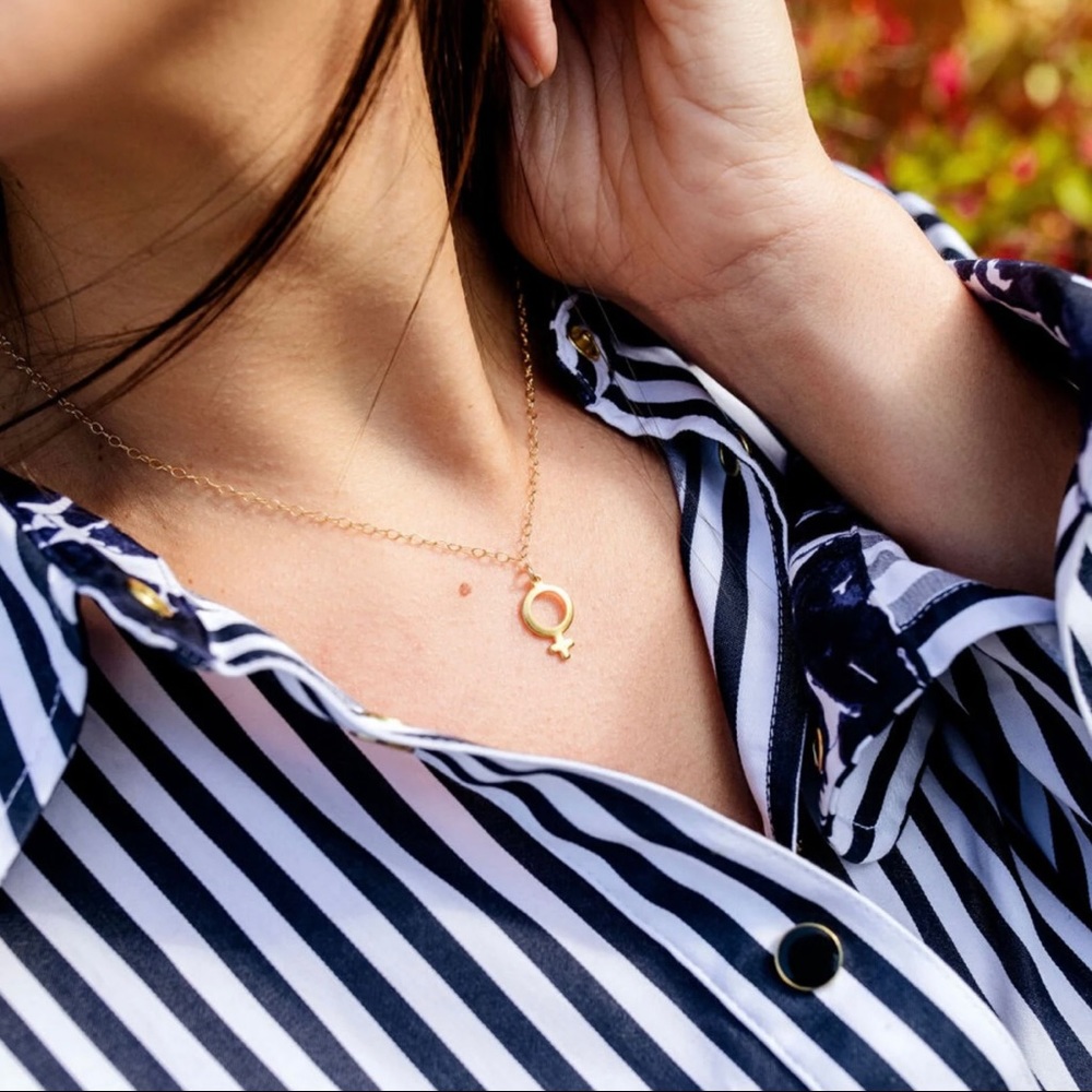 SOLD Gold Venus Symbol Necklace